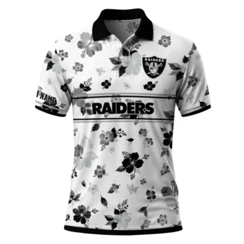 Las Vegas Raiders Polo Shirt Customized Floral Pinstripe Black White Best Selling