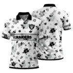Las Vegas Raiders Polo Shirt Customized Floral Pinstripe Black White Best Selling