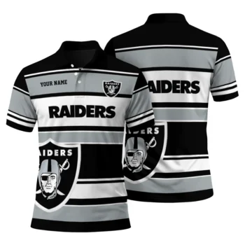 Las Vegas Raiders Polo Shirt Personalized Horizontal Blocks Black Fashion Forward