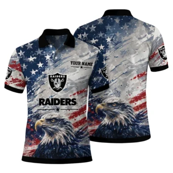 Las Vegas Raiders Polo Shirt Personalized Star Brushstrokes Black Blue Fashion Forward