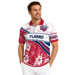 Liberty Flames Polo Shirt Personalized Floral Angles Red White Best Selling