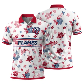 Liberty Flames Polo Shirt Personalized Floral Pinstripe Red White Fashion Forward