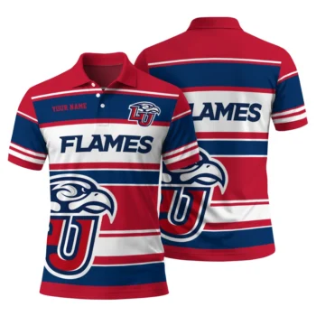 Liberty Flames Polo Shirt Personalized Horizontal Blocks Red Fashion Forward