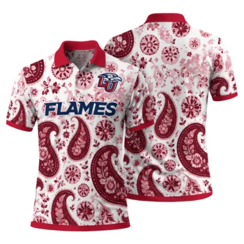 Liberty Flames Polo Shirt Personalized Paisley Florals Red White Fashion Forward