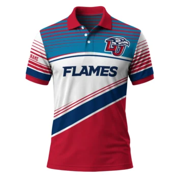 Liberty Flames Polo Shirt Personalized Slanted Stripes Red White Best Selling
