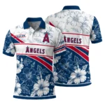Los Angeles Angels Polo Shirt Personalized Floral Angles Blue White Best Selling