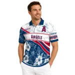 Los Angeles Angels Polo Shirt Personalized Floral Angles Blue White Best Selling