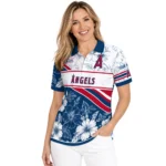 Los Angeles Angels Polo Shirt Personalized Floral Angles Blue White Best Selling