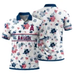 Los Angeles Angels Polo Shirt Personalized Floral Pinstripe Blue White Best Selling