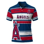Los Angeles Angels Polo Shirt Personalized Horizontal Blocks Blue Best Selling