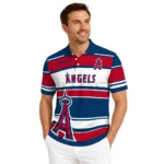 Los Angeles Angels Polo Shirt Personalized Horizontal Blocks Blue Best Selling