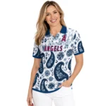 Los Angeles Angels Polo Shirt Personalized Paisley Florals Blue White Best Selling