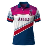 Los Angeles Angels Polo Shirt Personalized Slanted Stripes Blue White Best Selling
