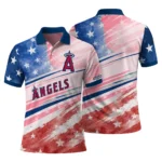 Los Angeles Angels Polo Shirt Personalized Star Stripes Red Blue Best Selling