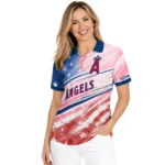 Los Angeles Angels Polo Shirt Personalized Star Stripes Red Blue Best Selling