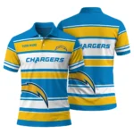 Los Angeles Chargers Polo Shirt Custom Horizontal Blocks Blue Best Selling