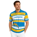 Los Angeles Chargers Polo Shirt Custom Horizontal Blocks Blue Best Selling