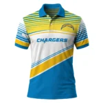 Los Angeles Chargers Polo Shirt Customized Slanted Stripes Blue White Best Selling