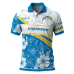 Los Angeles Chargers Polo Shirt Personalized Floral Angles Blue White Best Selling