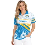 Los Angeles Chargers Polo Shirt Personalized Floral Angles Blue White Best Selling