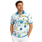 Los Angeles Chargers Polo Shirt Personalized Floral Pinstripe Blue White Best Selling