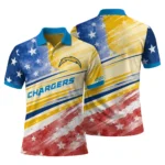 Los Angeles Chargers Polo Shirt Personalized Star Stripes Red Blue Best Selling