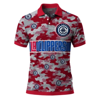 Los Angeles Clippers Polo Shirt - Personalized Camo Band Red