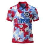 Los Angeles Clippers Polo Shirt - Personalized Pixel Camo Red