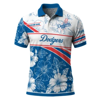 Los Angeles Dodgers Polo Shirt Custom Floral Angles Blue White Best Selling