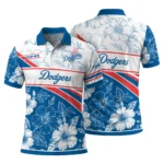 Los Angeles Dodgers Polo Shirt Custom Floral Angles Blue White Best Selling