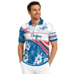 Los Angeles Dodgers Polo Shirt Custom Floral Angles Blue White Best Selling