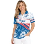 Los Angeles Dodgers Polo Shirt Custom Floral Angles Blue White Best Selling
