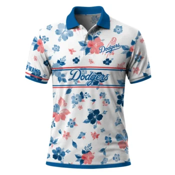 Los Angeles Dodgers Polo Shirt Custom Floral Pinstripe Blue White Best Selling