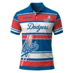 Los Angeles Dodgers Polo Shirt Custom Horizontal Blocks Blue Best Selling