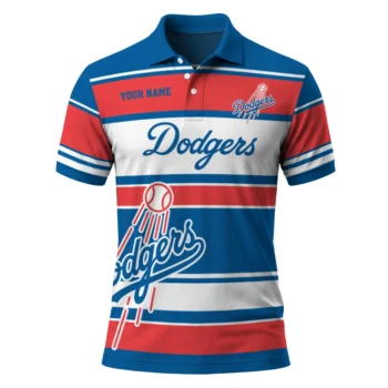 Los Angeles Dodgers Polo Shirt Custom Horizontal Blocks Blue Best Selling