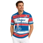 Los Angeles Dodgers Polo Shirt Custom Horizontal Blocks Blue Best Selling