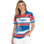 Los Angeles Dodgers Polo Shirt Custom Horizontal Blocks Blue Best Selling
