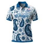 Los Angeles Dodgers Polo Shirt Custom Paisley Florals Blue White Best Selling