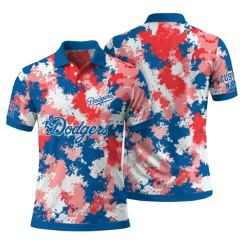 Los Angeles Dodgers Polo Shirt Custom Pixel Camo Blue Fashion Forward