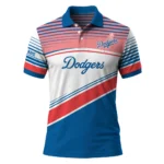 Los Angeles Dodgers Polo Shirt Custom Slanted Stripes Blue White Best Selling