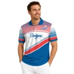 Los Angeles Dodgers Polo Shirt Custom Slanted Stripes Blue White Best Selling