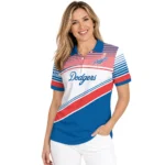 Los Angeles Dodgers Polo Shirt Custom Slanted Stripes Blue White Best Selling