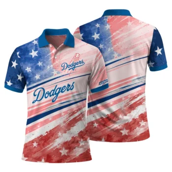 Los Angeles Dodgers Polo Shirt Custom Star Stripes Red Blue Fashion Forward