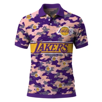 Los Angeles Lakers Polo Shirt - Custom Camo Band Purple