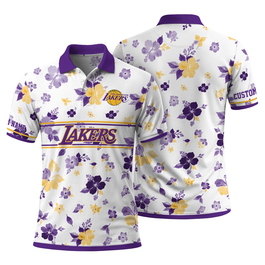 los-angeles-lakers-polo-shirt-custom-floral-pinstripe-purple-white-fashion-forward.webp