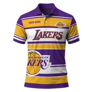 Los Angeles Lakers Polo Shirt - Custom Horizontal Blocks Purple