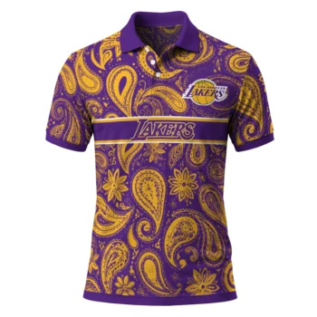 Los Angeles Lakers Polo Shirt - Custom Paisley Band Purple