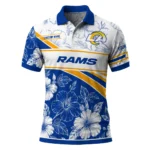 Los Angeles Rams Polo Shirt Custom Floral Angles Blue White Best Selling