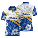 Los Angeles Rams Polo Shirt Custom Floral Angles Blue White Best Selling