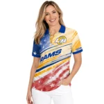 Los Angeles Rams Polo Shirt Custom Star Stripes Red Blue Best Selling